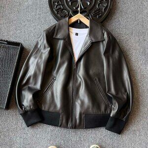 Zegna lambskin and cotton-padded collared leather jacket